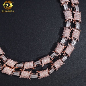 Hip Hop nuevo estilo 12mm alambre peluquero Moissanite diamante <span class=keywords><strong>cadena</strong></span> de eslabones cubanos collar de oro rosa para hombres - Product Image 5