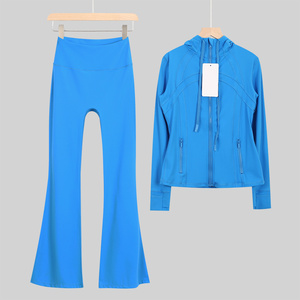 Ensemble de yoga respirant style <span class=keywords><strong>Lulu</strong></span>, fermeture éclair, 2 pièces, tenue de sport ajustée pour femmes - Product Image 6