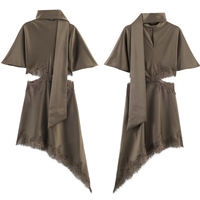 J041 Robe de soirée élégante et tendance pour femme, coupe irrégulière, en dentelle, à manches courtes, sexy, collection 2026