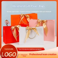 Tas Kado Pita Bowknot dengan Logo Cetak, Model Tas Kertas untuk Pakaian, Kosmetik, Belanja & Kemasan Grosir