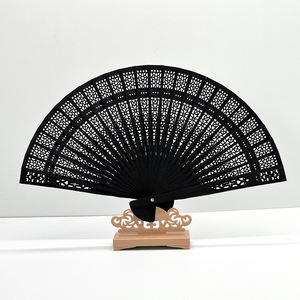 Abanico Plegable de Madera Negra de Fábrica, Abanicos de Mano Vintage de Bambú Tallado Hueco para Regalo de Boda, Fiesta o Cumpleaños - Product Image 1