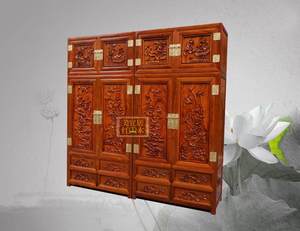 Armoire classique en acajou Ming et Qing, fabriquée à la main, avec dessus à mortaise, en bois massif de santal rouge, style chinois, modèle Han - Product Image 3