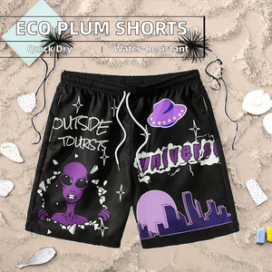 Shorts d'été respirants de haute qualité pour hommes, couleur prune, uni, écologiques, style streetwear, imperméables, taille élastique, service OEM - Product Image 2