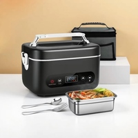 Lonchera Eléctrica Portátil Inalámbrica con Batería Integrada de 12000 mAh, Bento de 5 Compartimentos, Potencia de 80 W, Calentamiento sin Agua para Viajes y Hogar