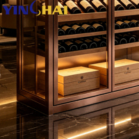 YINGHAI Vitrine à vin LED personnalisée en acier inoxydable multicolore, noir, or rose, argent brossé pour villa, restaurant, maison