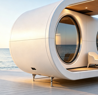 Maison mobile moderne à structure circulaire en acier, cabane préfabriquée ventilée sur mesure pour chambre, bureau à domicile et hôtel, garantie 1 an