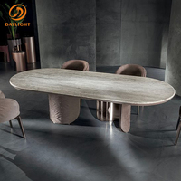 Ensembles de salle à manger en marbre de luxe italien moderne Tables à manger personnalisées pour appartements et hôtels Meubles de maison