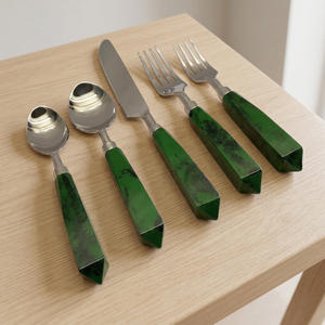 Hot Sponsor Vintage Eco-Friendly Stainless Steel Resin Handle <b>Mirror</b> Polish Flatware Set 4-Piece Top Selling Gold Finish - Product Image 1