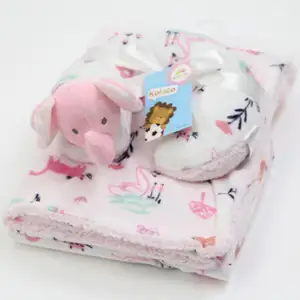 Manta polar de franela de felpa para bebé, suave, con cuello de animal 3D, juego de almohada de regalo