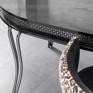 Mesa de Comedor Extensible Moderna de Estilo Europeo con Tapa Ovalada de Mármol para 8 Personas, Patas de Metal CAZ - Product Image 2