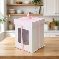 Boîte à gâteau de mariage personnalisée avec logo, en papier mat, auto-érectible, recyclable, adaptée aux aliments, 12 pouces avec laminage mat