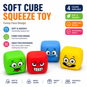 Jouet souple en forme de cube à presser, visage amusant, jouet anti-stress pour enfants, cadeau de fête, vente en gros - Product Image 2