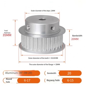 Poulie synchrone 5M BF, pas 30 dents, 20 dents, HTD, avec <span class=keywords><strong>boss</strong></span>, personnalisée, largeur de bande 15, cylindrique - Product Image 5