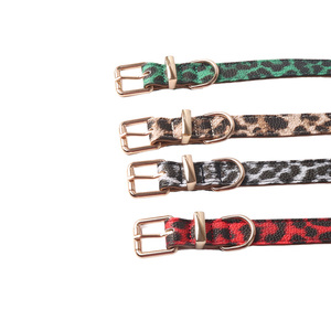 Zhongru kalung anjing desain baru, perlengkapan hewan peliharaan PU mewah Multi warna macan tutul seri PU kerah anjing gesper logam - Product Image 4