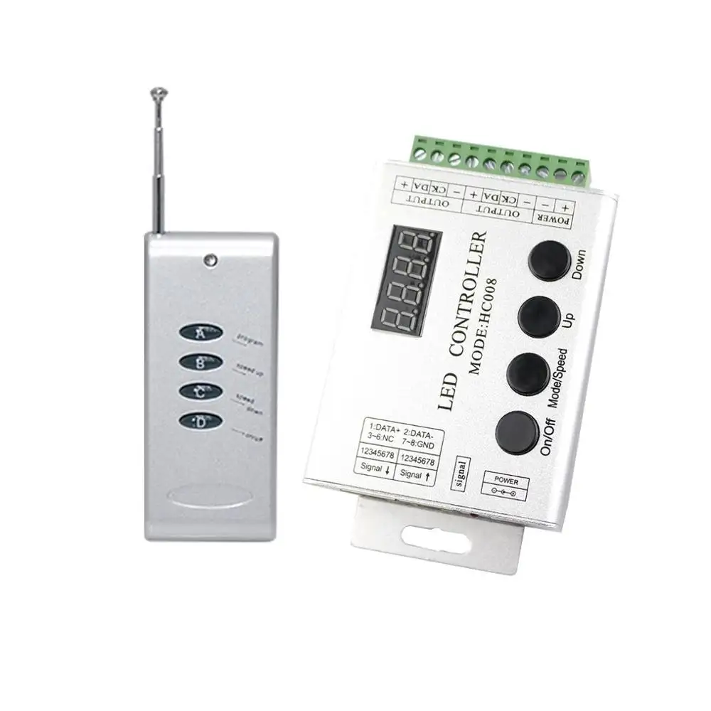 DC 5V 12V 24V LED Pixel Controller HC008 Programmable RGB Controller RF Control 2048 Pixel 133 Effect Modes For WS2811 WS2812