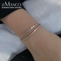 Bracelet chaîne popcorn superposé minimaliste brillant eManco en acier inoxydable couleur or pour femme, look élégant au quotidien, vacances à la plage