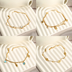 <span class=keywords><strong>Bracelet</strong></span> de couple double couche en acier titane pour femme, <span class=keywords><strong>bracelet</strong></span> assorti en acier inoxydable gravé sur mesure, résistant au ternissement - Product Image 2