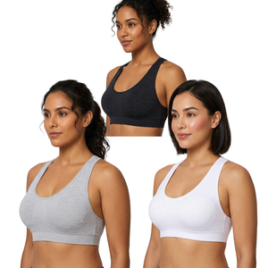 Wholesale Breathable High Support Hollow Out Open <b>Back</b> <b>Brushed</b> Women Yoga Gym Bra with Removable Pads and Front Logo - Product Image 2