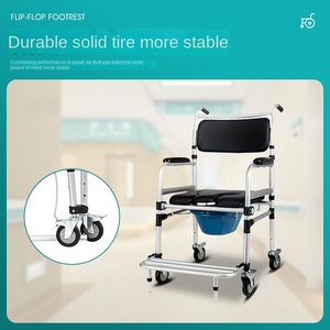 Sedia da Toilette <span class=keywords><strong>con</strong></span> Ruote in Lega di Alluminio per Anziani e Donne in Gravidanza, Antiscivolo, Antiribaltamento, Pieghevole, Finitura Lucida, Senza Attrezzi - Product Image 2