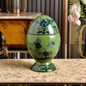Vintage Floral Porcelain <b>Egg</b> Shaped Storage Jar With Lid Decorative Table Centerpiece Home Dining Room Desktop Ornament Gift Box - Product Image 1