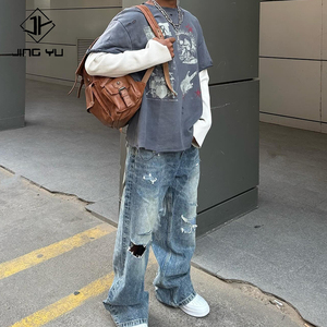 Custom Oversized T Shirt High Quality Acid Wash Graphic <strong>Cotton</strong> <strong>Long</strong> <strong>Sleeve</strong> Vintage Waffle Boxy Double Layer <strong>Long</strong> <strong>Sleeve</strong> T-shirt - Product Image 4