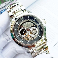 Montre classique pour homme, série squelette, bracelet en acier inoxydable, pièce de monnaie simple, aiguille, étanche, décontractée, quotidienne, mouvement SEIKO