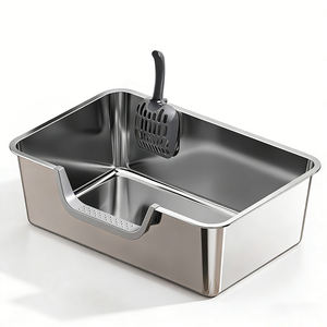 Bac à litière pour chat en métal, sans odeur, anti-adhésif, en acier inoxydable, facile à nettoyer, bac à litière pour animaux domestiques, pour chatons ou lapins d'intérieur - Product Image 4