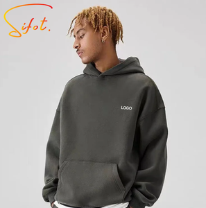 Sifot Vente en gros Lavé Logo personnalisé Imprimé Coton vierge Décontracté de luxe Boxy Fit Pull à capuche OEM 600 gsm - Product Image 1