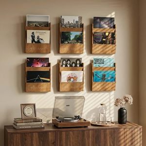Wooden Record Storage Rack Solid Wood <b>Vinyl</b> Display CD Organizer <b>Wall</b> Mount Home Decor - Product Image 1
