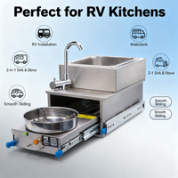 Cuisine de caravane, cuisinière et évier extractibles pour camping-car, réchaud à gaz avec évier pour caravane, remorque, camping-car