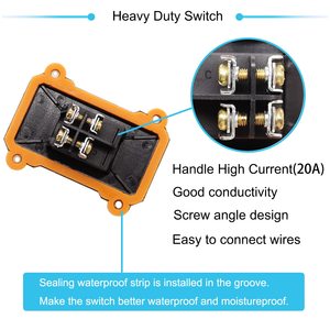 Interruttore del cavo in linea 12V DC 20A <span class=keywords><strong>DPST</strong></span> 4pin 2 posizioni On Off interruttore a levetta per esterni con pulsante a bilanciere a luce rossa, ingresso su due lati E - Product Image 4