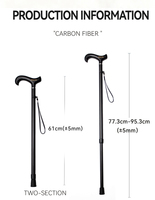 Canne de marche légère en fibre de carbone OKHEALING, 2 sections, noire, avec embout en caoutchouc durable et système de verrouillage pour la mobilité quotidienne