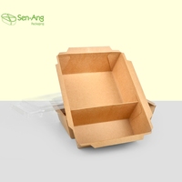 SenAng05 boîte de repas anti-fuite grande capacité papier Kraft à emporter 500Ml récipient alimentaire avec Division vente chaude