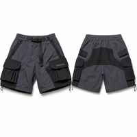 Shorts cargo en nylon pour hommes, shorts tactiques multi-poches à blocs de couleur avec ceinture en sangle, shorts utilitaires d'extérieur avec logo personnalisé ODM OEM