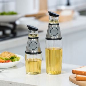 Bouteille d'huile et de vinaigre en verre anti-fuite avec distributeur à pression, ustensile de cuisine pour la conservation des aliments domestiques - Product Image 1