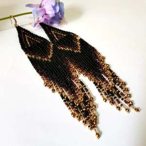 Pendientes largos de cuentas hechos a mano Happiness - Product Image 1