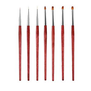 Juego de pinceles de arte de <span class=keywords><strong>uñas</strong></span> con mango de palisandro para gel y esmalte, pincel de abanico para pegamento, herramientas de madera para decoración de <span class=keywords><strong>uñas</strong></span> al por mayor - Product Image 2