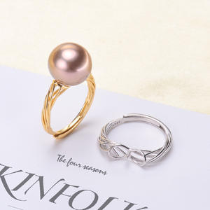 Anillo de Plata WENCHI S925 con Soporte para Cuentas Redondas de 12-14 mm, Accesorios de Perlas para Hacer Joyas - Modelo 12031 Hecho en China - Product Image 1