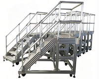 Plateforme d'accès mobile en aluminium extrudé 4080 sur mesure avec main courante de sécurité et escalier de travail industriel antidérapant