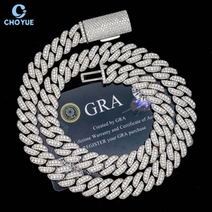 <b>Iced</b> <b>Out</b> Men's 12mm Rise Moissanite Cuban Link <b>Chain</b> Necklace Rhodium Plated 925 Silver Hiphop Jewelry - Product Image 5