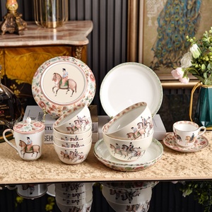 Vajilla de Porcelana Personalizable de Lujo, Platos, Tazones y Tazas de Cerámica, Vajilla Redonda con Diseño Floral para el Hogar - Product Image 4