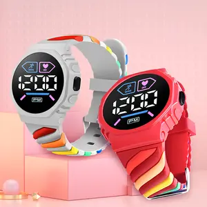 2023 New F17 Round Bracelet LED Kids Digital Rainbow Silicone Strap Watch reloj fashion sports silicone bracelet wholesale watch