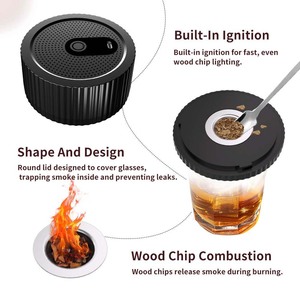 Kit de fumoir à whisky électrique rechargeable briquet intégré (sans torche au <span class=keywords><strong>butane</strong></span>) avec 6 copeaux de bois de saveur + moule à glaçons dans une boîte en bois - Product Image 6