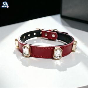 Wangwuwu Luxury Pet Collar Red Jeweled Dog Collar All Seasons Solid Color - Product Image 1