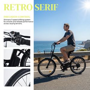 Vélo électrique de ville 36V de haute qualité pour adultes, cadre en acier au carbone, double frein V, moteur de moyeu arrière, vélo/cycle électrique intelligent - Product Image 3