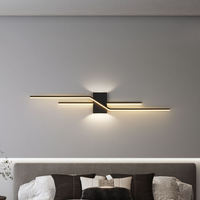Art noir/blanc calandre salon TV toile de fond applique minimaliste chambre chevet décoratif applique murale fer 220v 90 moderne