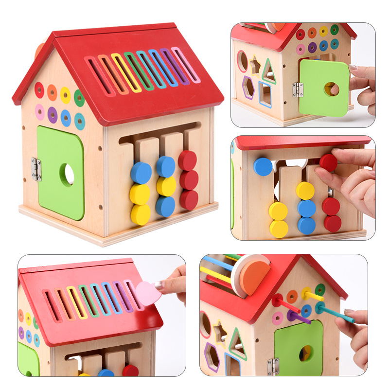 Wooden Multifunctional Shape Matching Busy House preview 3