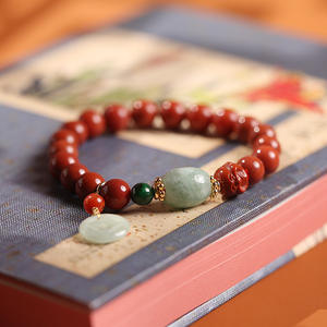 Naturel Rose <span class=keywords><strong>Flamme</strong></span> Rouge Sud Rouge Anneau Unique Bracelet Suspendu Jade Fu Lu Fortune Pièce Bracelet Style Ethnique Hommes Et Femmes - Product Image 5