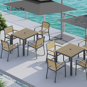 Set di Mobili da Esterno Commerciali in Alluminio, Set da Pranzo per <span class=keywords><strong>Giardino</strong></span> e Patio, <span class=keywords><strong>Tavolo</strong></span> e <span class=keywords><strong>Sedie</strong></span> per Ristorante e Terrazza - Product Image 2