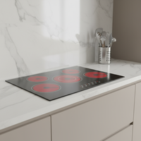 Table de cuisson à induction 5 brûleurs, usage commercial et domestique, cuisinière électrique encastrable en céramique, plaque vitrocéramique à commande tactile infrarouge